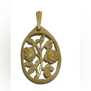 vintage Art intricately carved  Floral Pendant